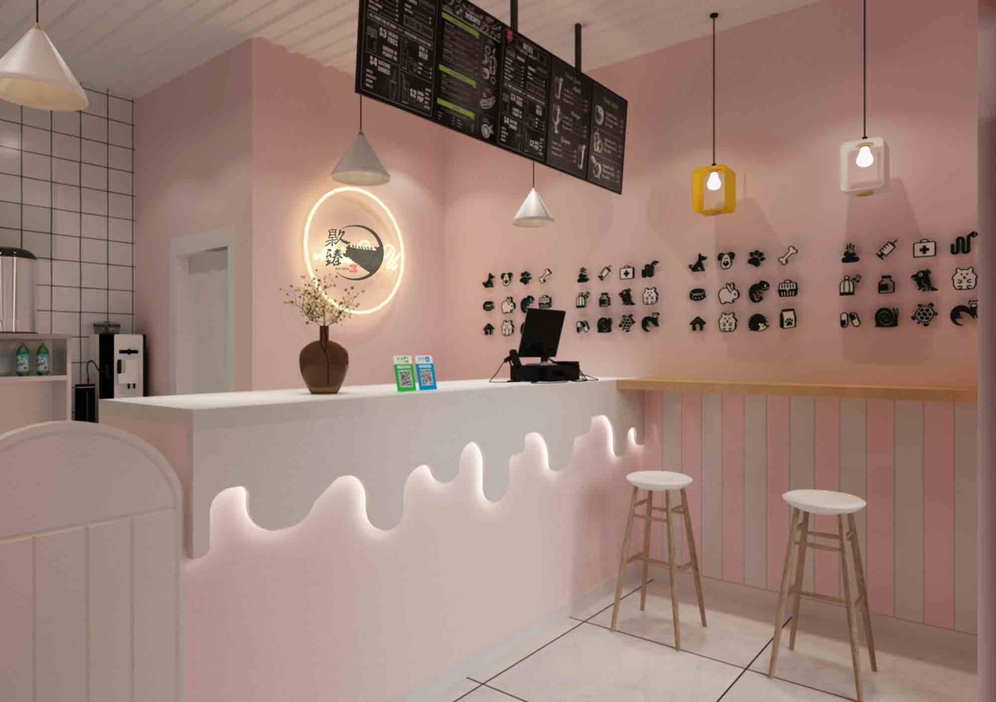 银川甜心奶茶店设计|设计师所营造的气氛无不让人感觉舒适
