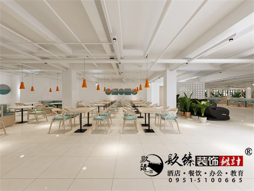 银川城投二楼职工餐厅设计方案鉴赏|银川职工餐厅设计装修公司推荐